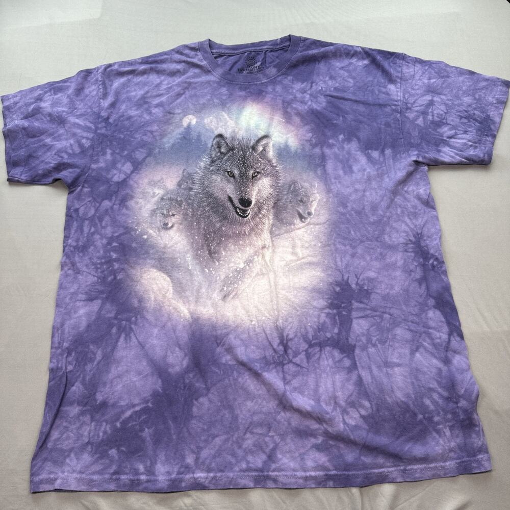 The Mountain Shirt Mens XL Purple White Wolves Casual Animal Winter Y2K